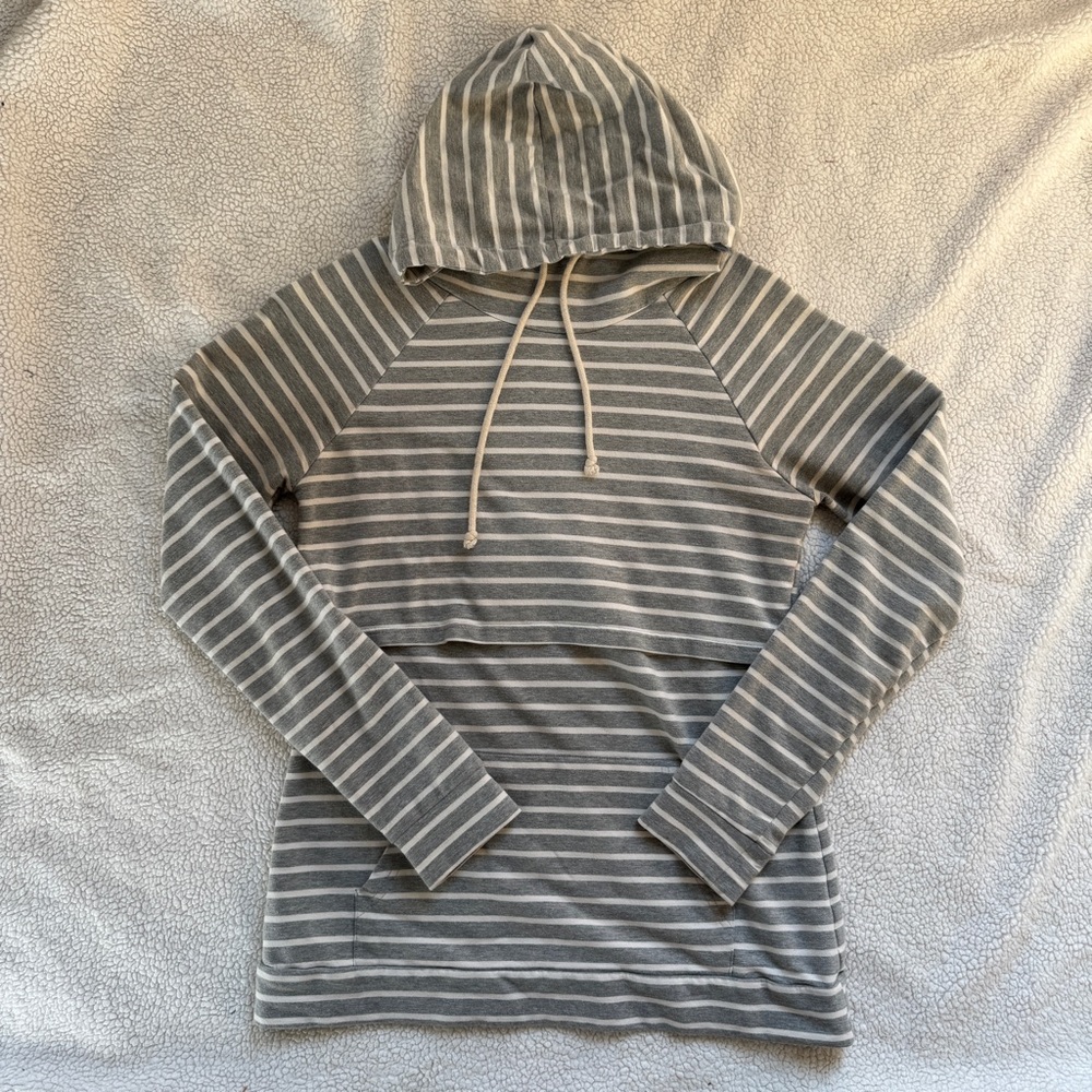 Gray Striped Nursing Sweatshirt
